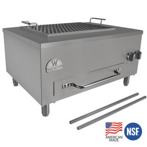 Dual-Fuel Dbl-Wide Robata Grill 24 Charcoal / Gas Fuel Source